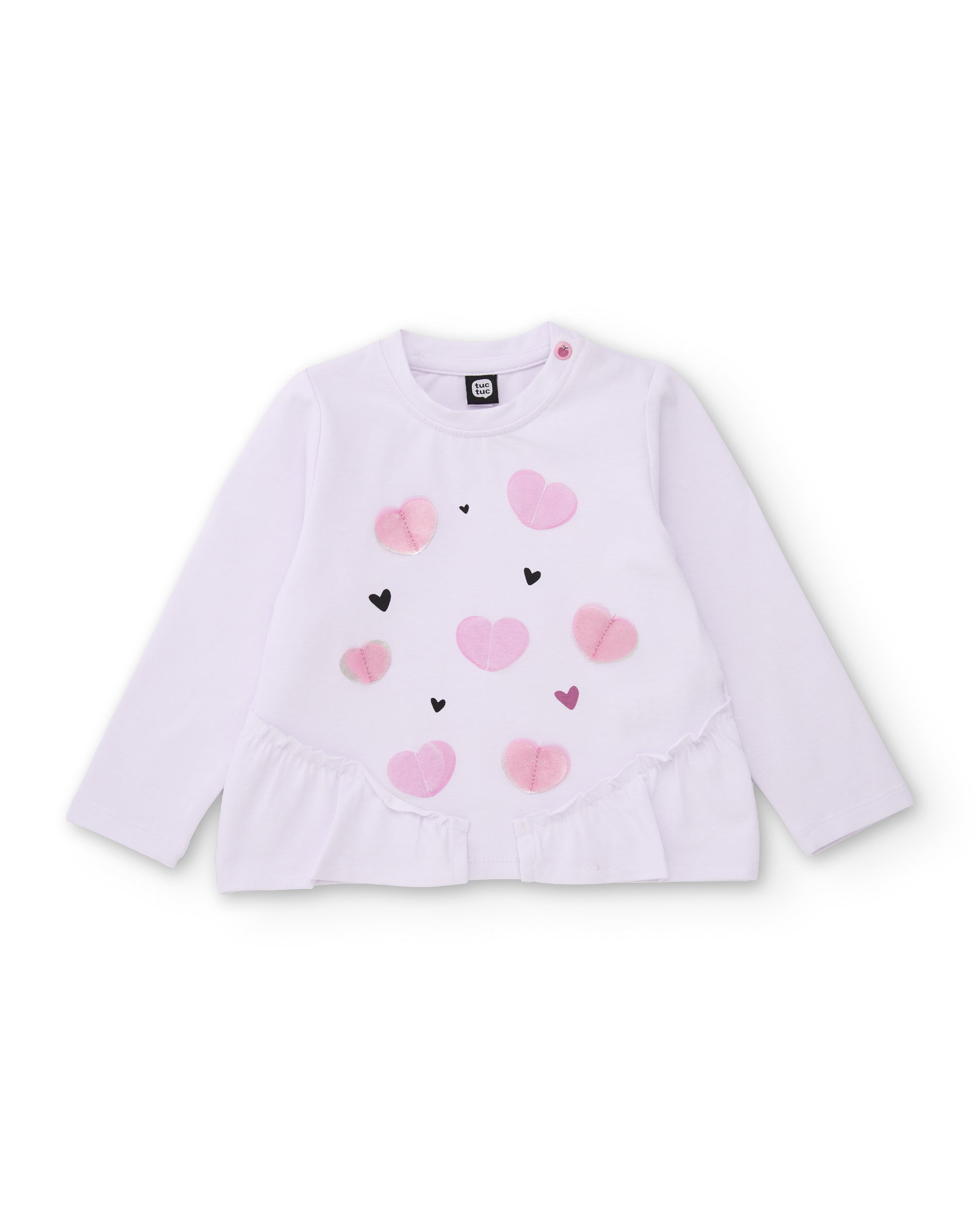 Tuc Tuc maglia bambina bianca cuori volant manica lunga