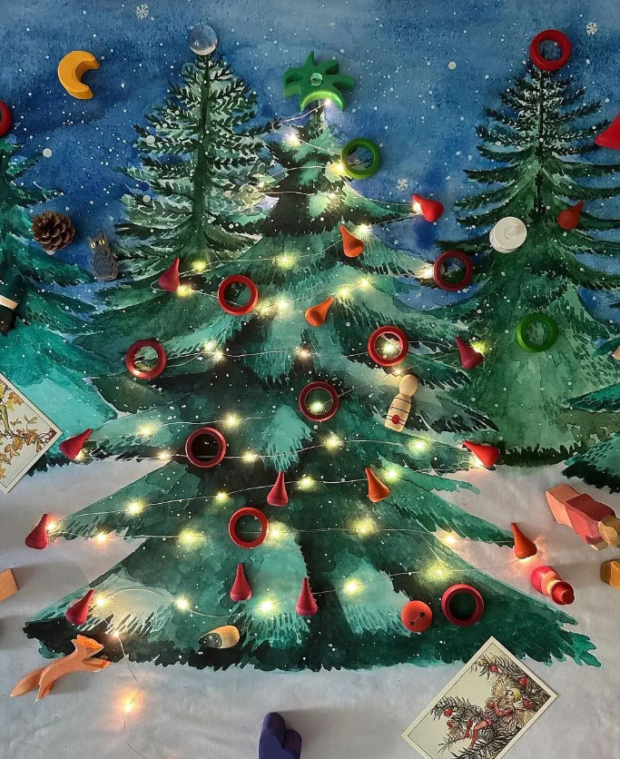 Wonderie The Christmas Tree telo gioco 100x100 cotone bio