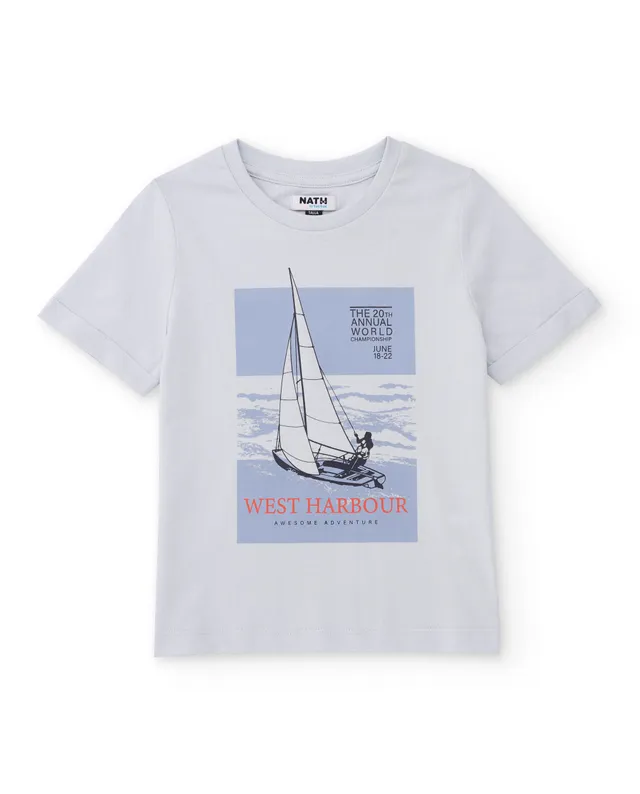 Tuc tuc maglia manica corta azzurra barca cotone