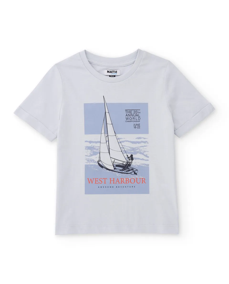 Tuc tuc maglia manica corta azzurra barca cotone