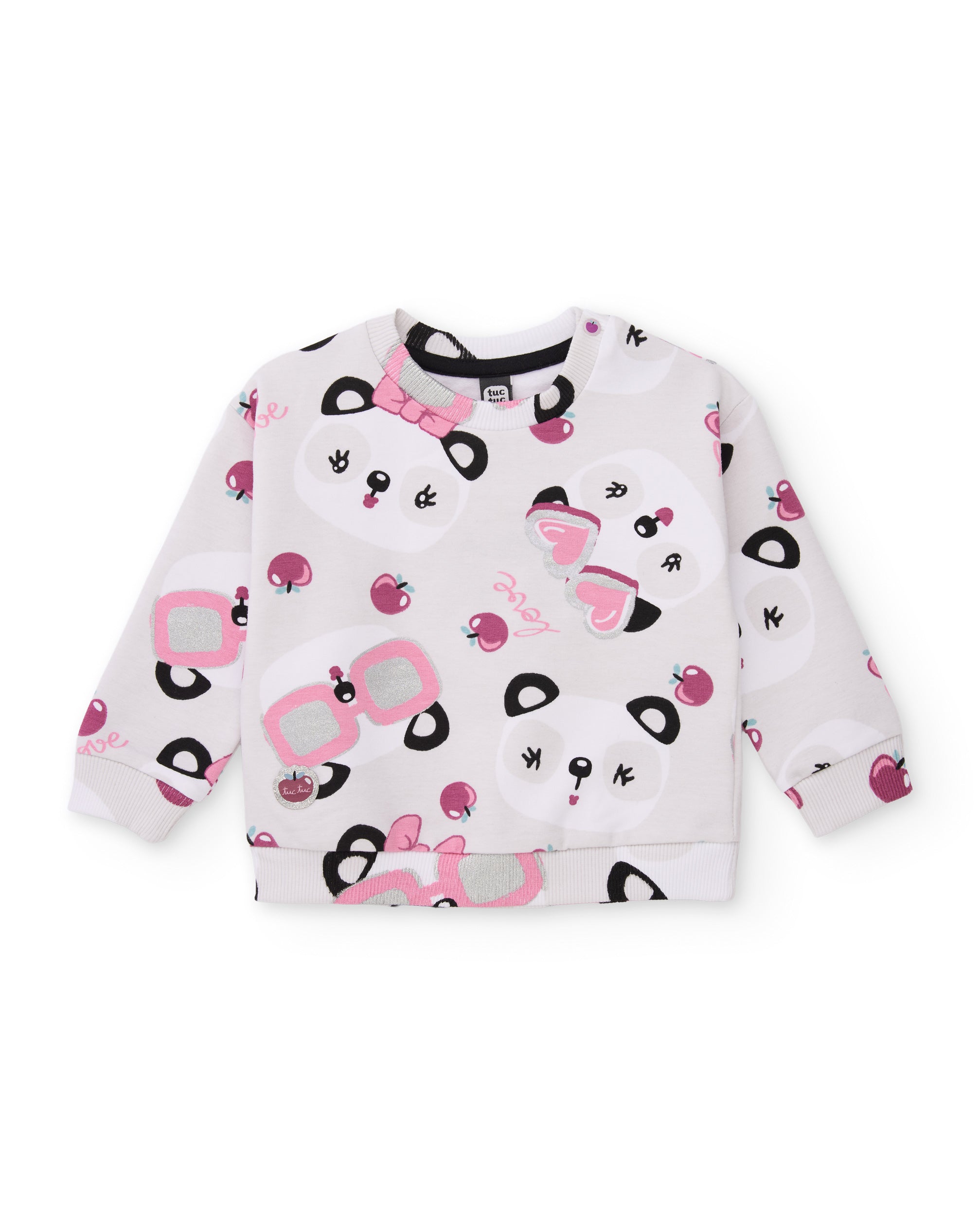 Tuc Tuc completo bambina felpa panda e leggings ecrù nero