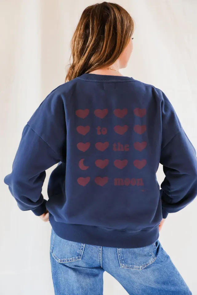 Ella and Rapha To The Moon Hearts felpa donna blu cuori