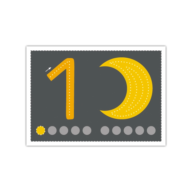 Baboo Set Numeri 1-10 Cartoline da Punzonare 22 Pezzi A5