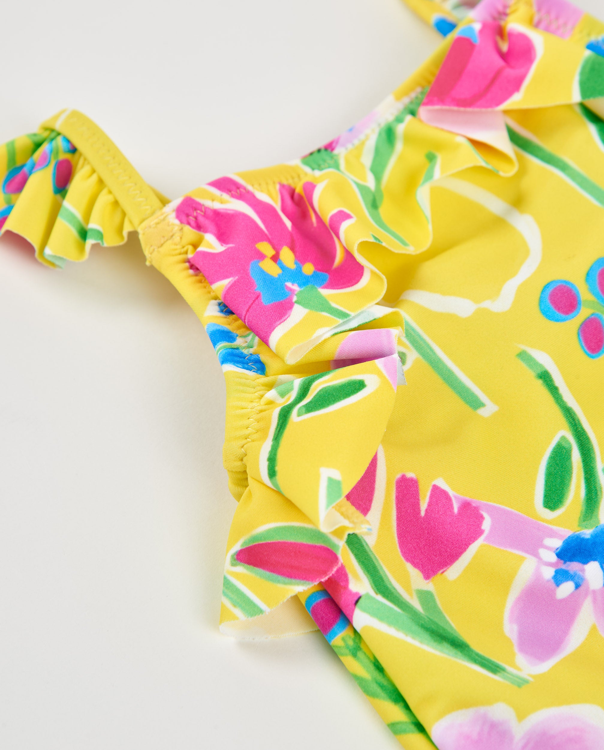 Tuc Tuc costume bambina giallo intero fiori con rouches