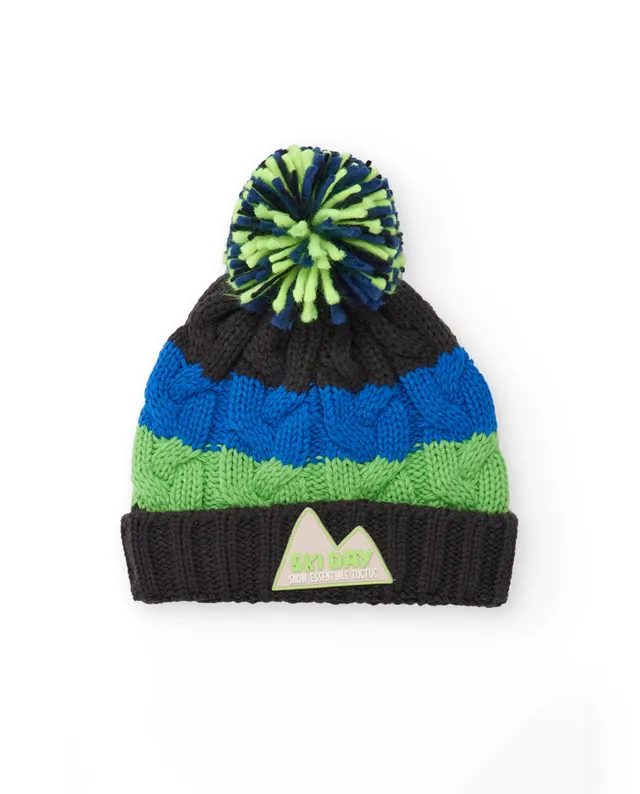 Tuc Tuc cappello bambino pompon righe grigio scuro