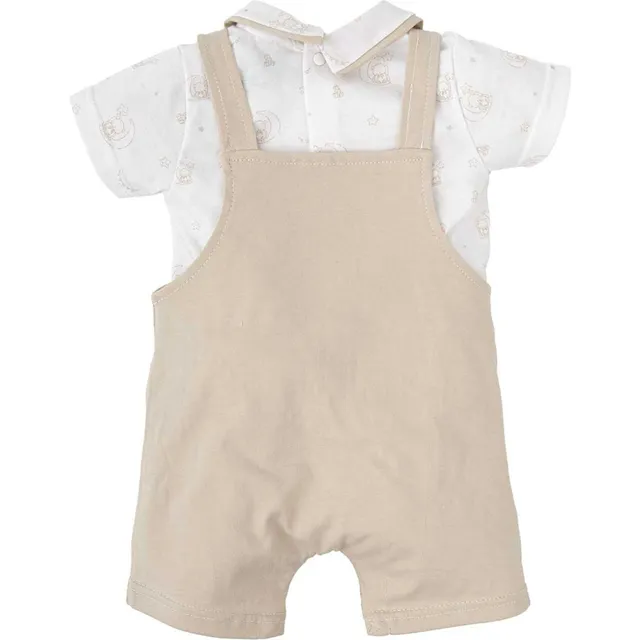 Babidu Fascino set maglietta e salopette beige 3 anni in cotone