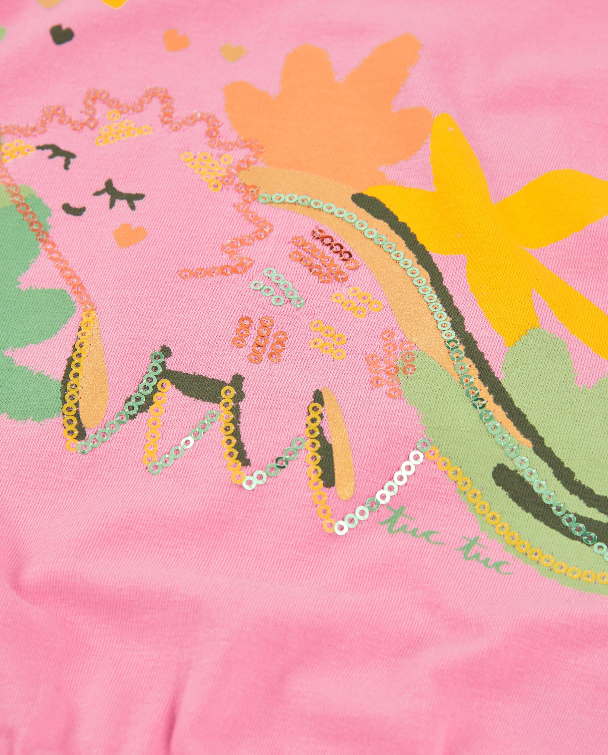 Tuc Tuc maglietta bimba manica lunga rosa dinosauro paillettes