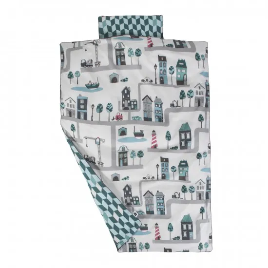 Sebra Village Boy Set Copripiumino Junior Cotone Organico