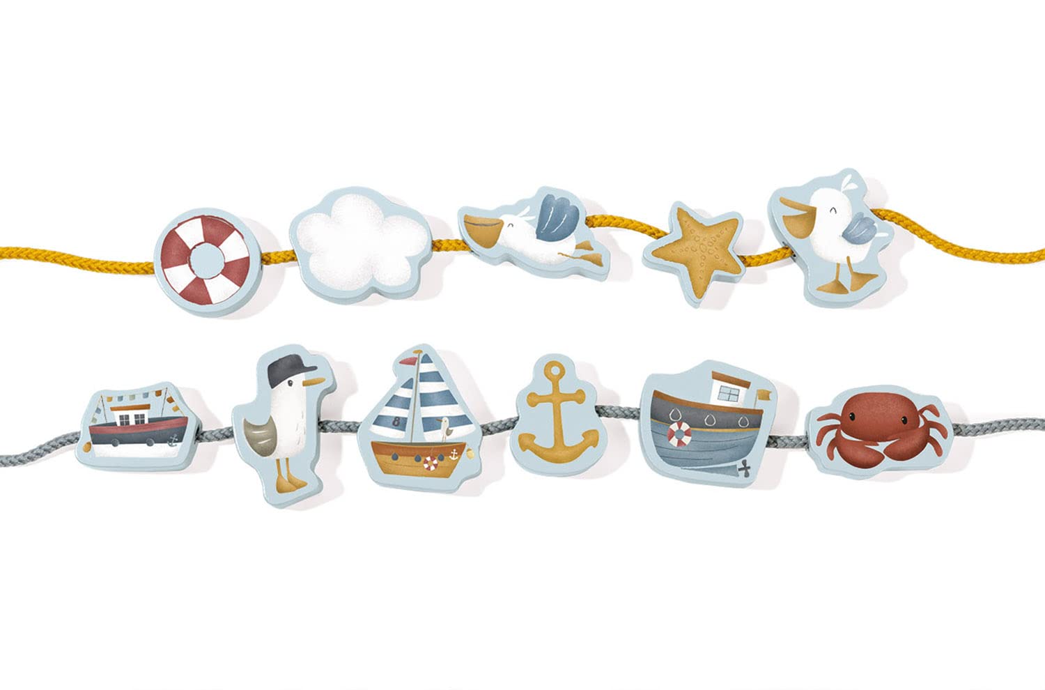 Little Dutch Sailboat Blue perle da infilare in legno 11 pezzi