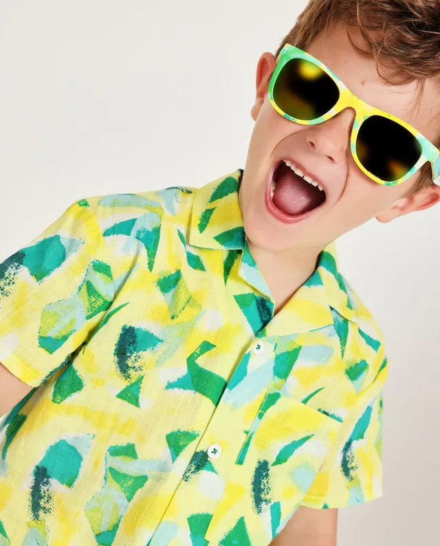 Tuc Tuc camicia bambino gialla fantasia astratta taschino