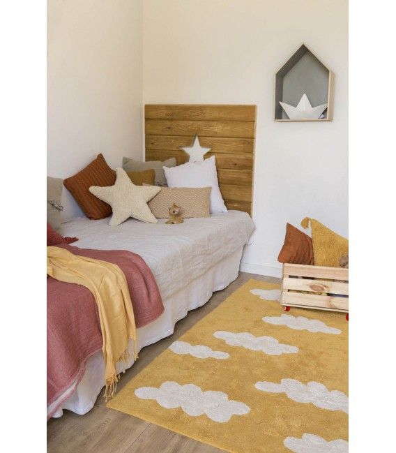 Lorena Canals Nuvole Mustard tappeto lavabile 120x160 cotone
