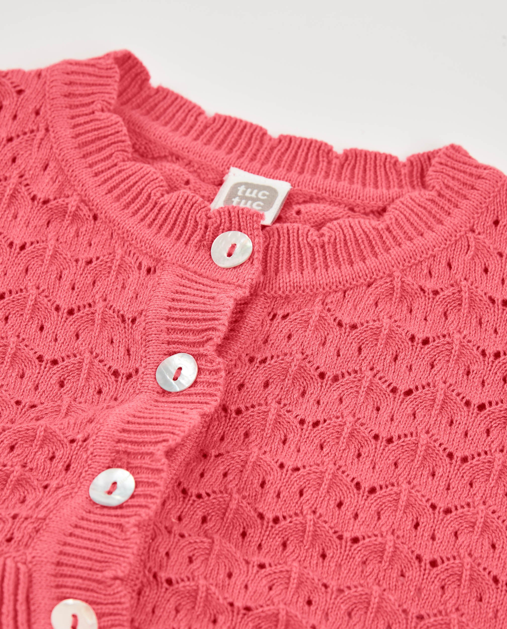 Tuc Tuc cardigan cropped bambina rosa traforato