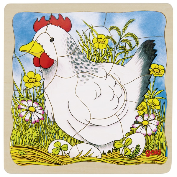 Goki Ciclo Vita Pollo Puzzle Legno 44 Pezzi