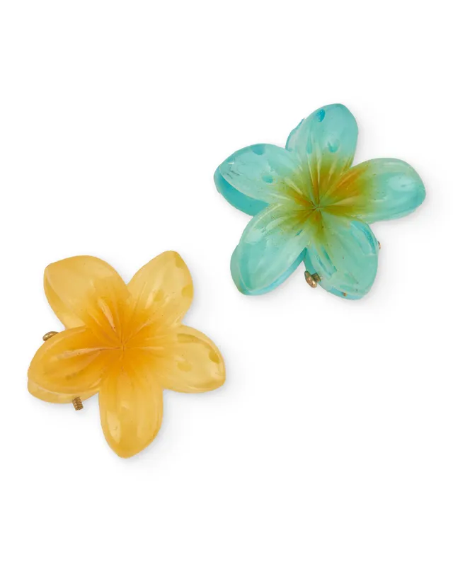Tuc tuc mollette capelli bambina gialle fiore set 2 pezzi