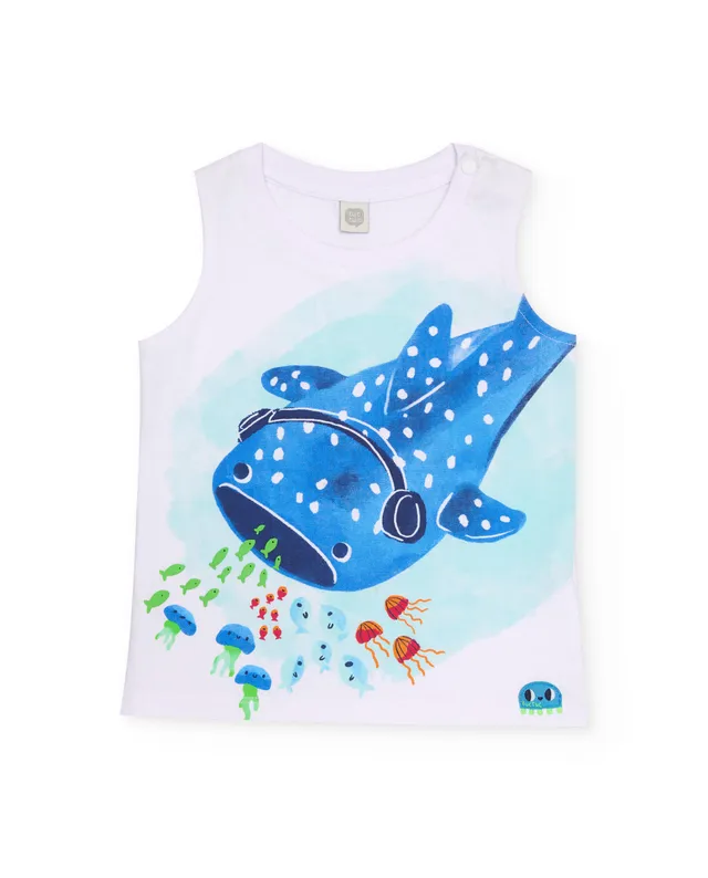 Tuc Tuc canotta bimbo bianca con pesce cotone morbido