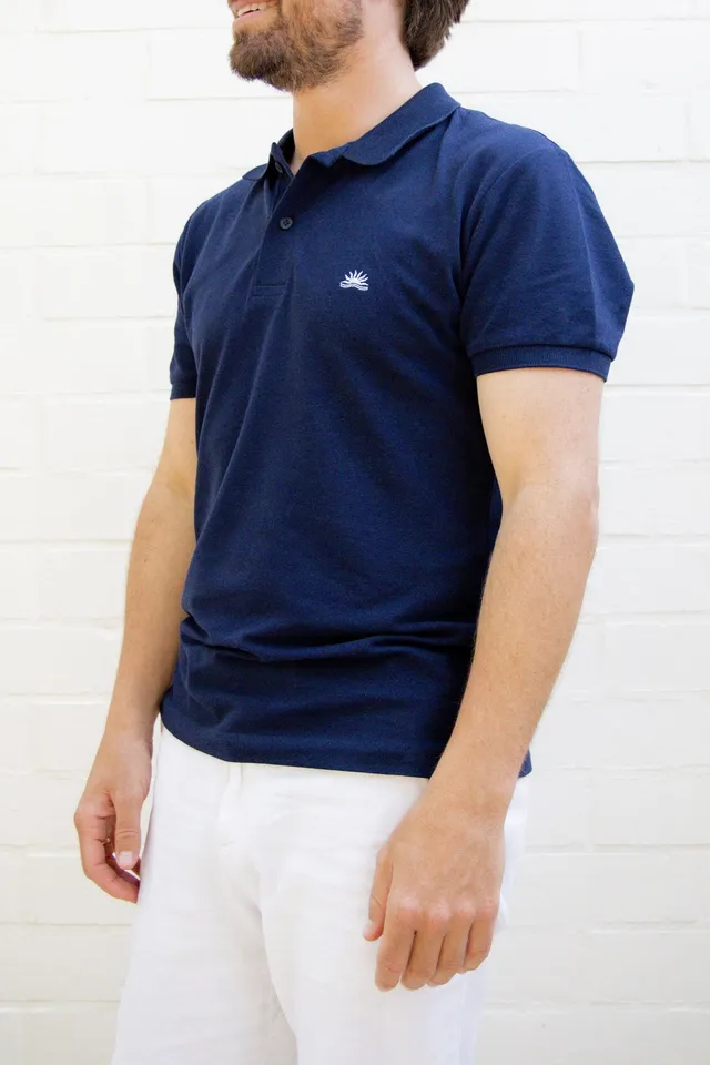 Ella and Rapha Sunrise polo blu navy uomo in cotone leggero