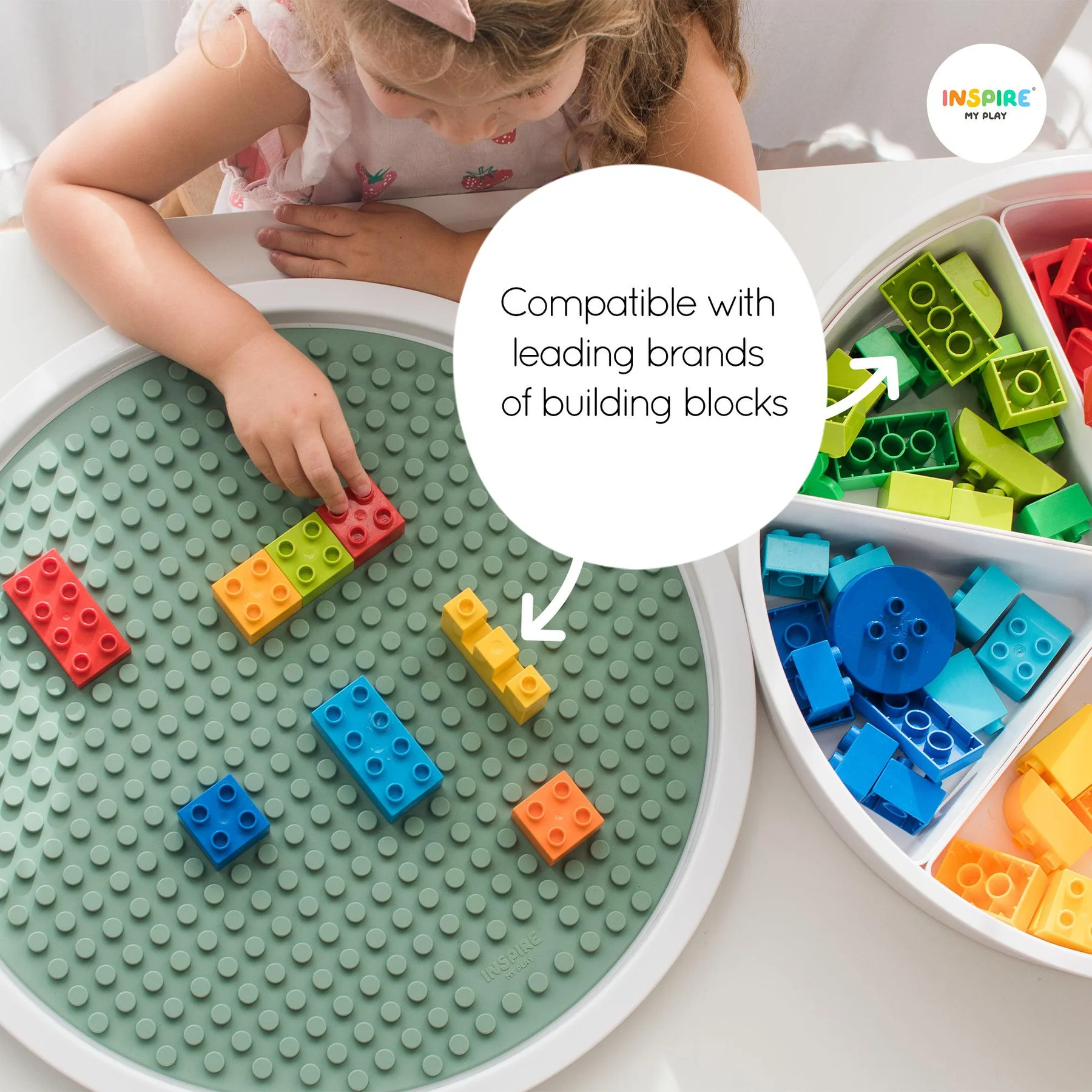 Inspire My Play 2in1 Costruzioni tappeto silicone latte