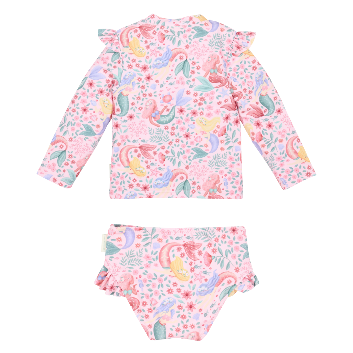 Little Dutch Sirene Costume Mare Manica Lunga Rosa UPF40+