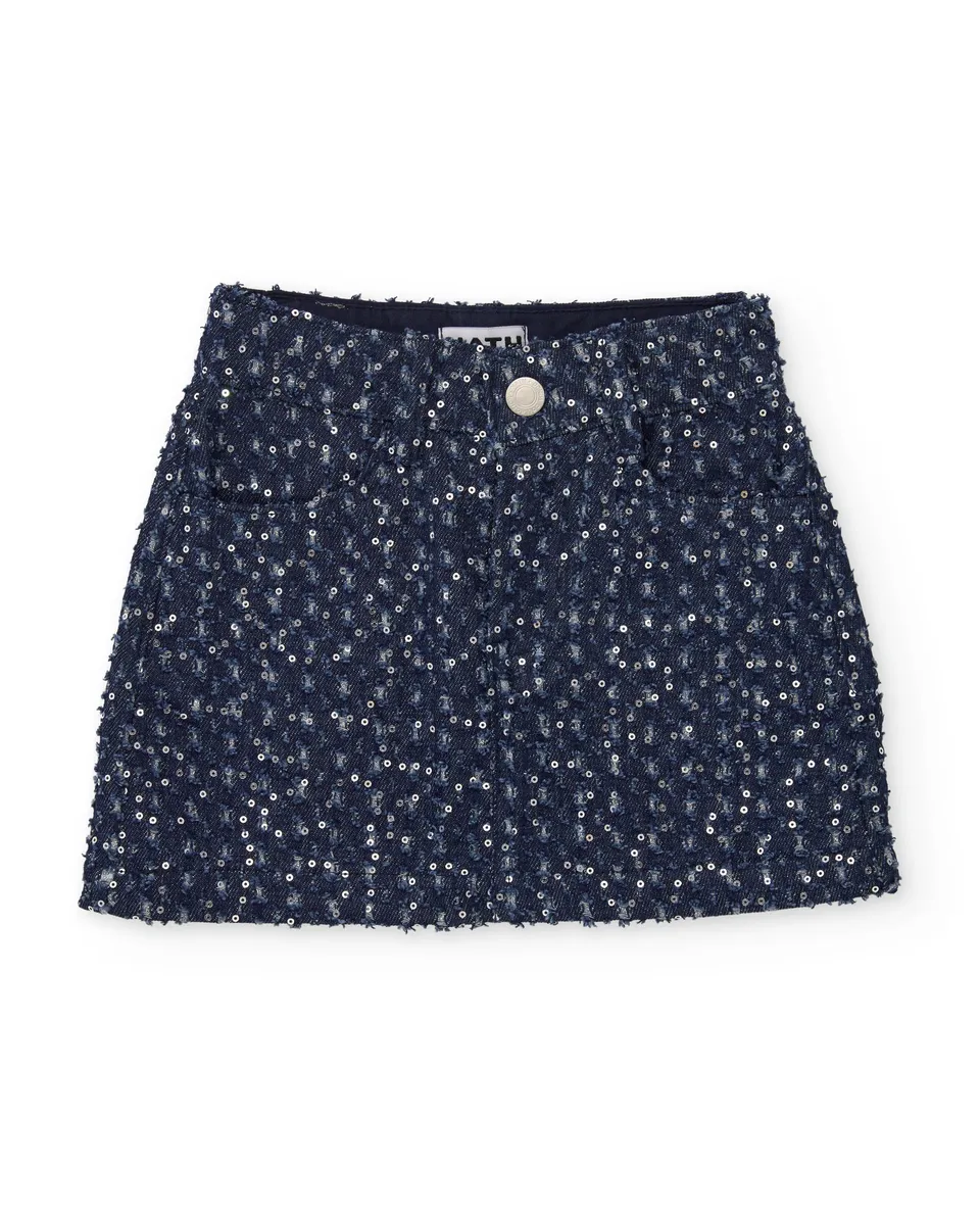 Tuc Tuc Gonna Jeans Bimba Blu Paillettes Mini