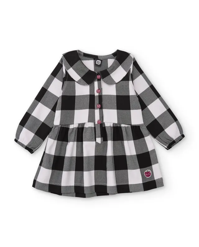 Tuc Tuc vestito bambina quadri grigio scuro manica lunga