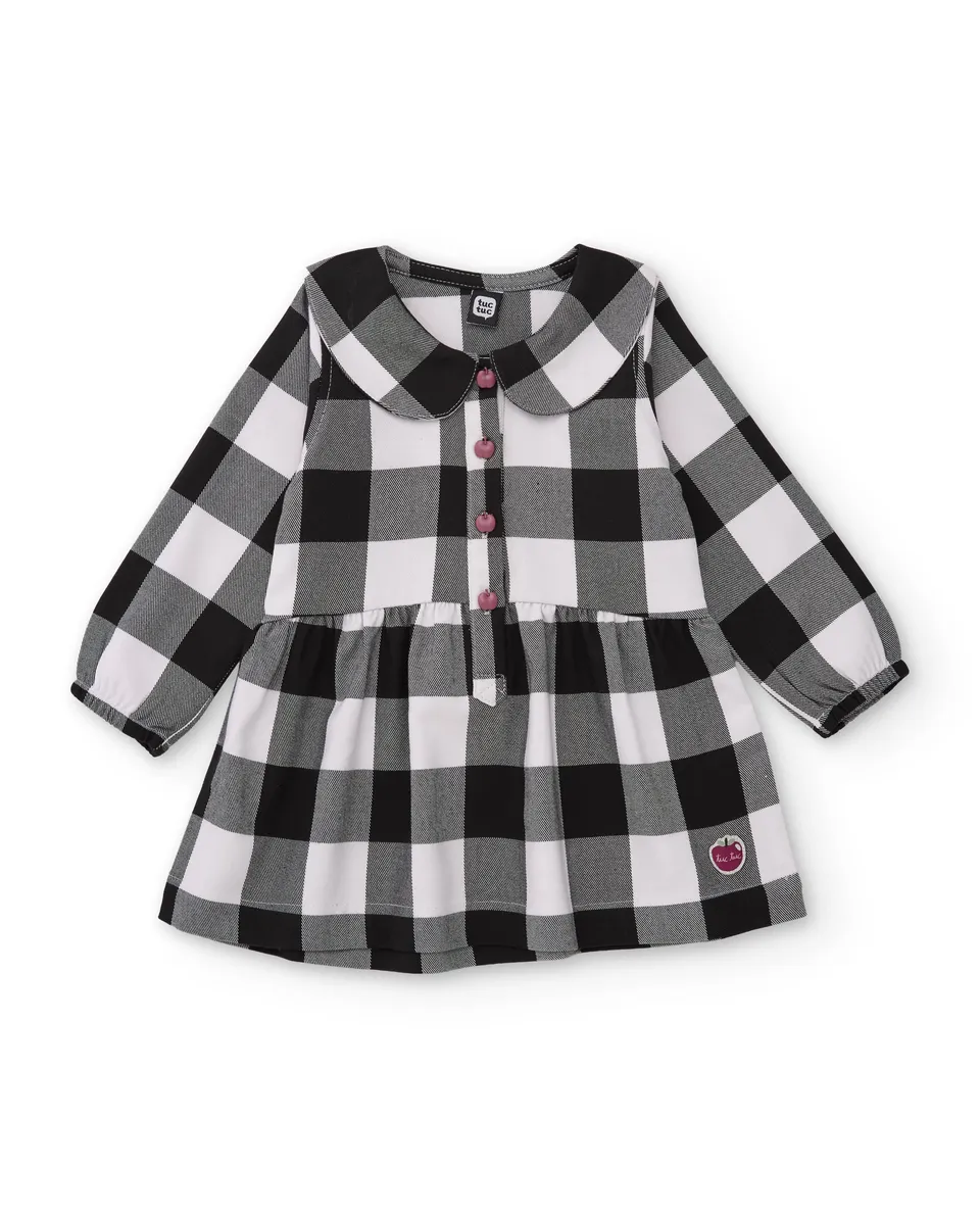 Tuc Tuc vestito bambina quadri grigio scuro manica lunga