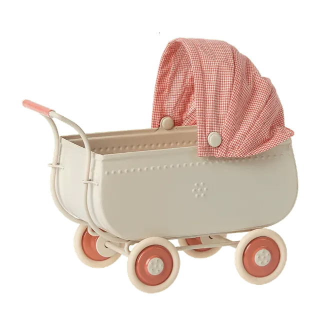 Maileg Carrozzina rosa accessorio topi metallo sacco nanna