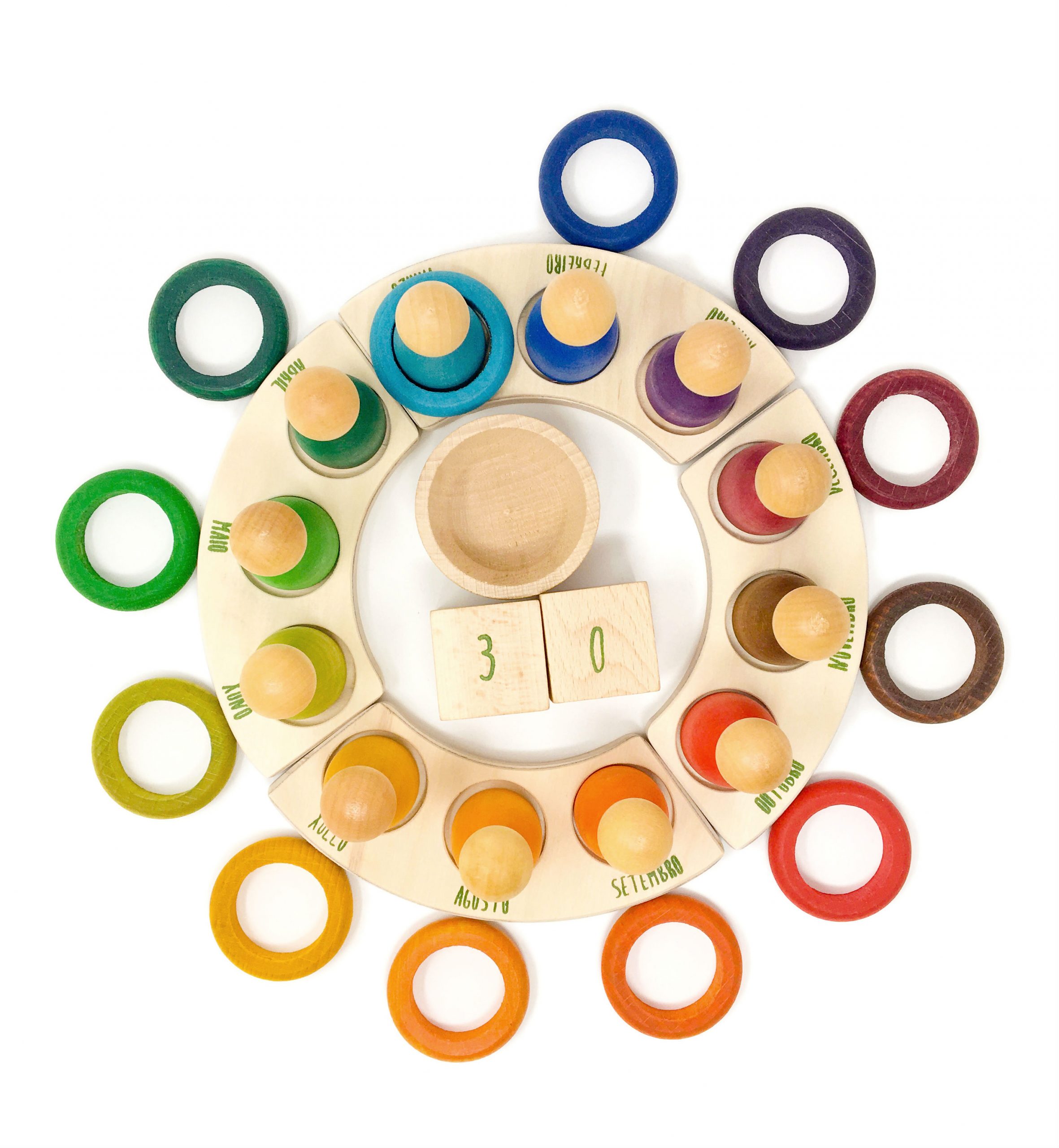 Grapat 12 Anelli Arcobaleno gioco legno Waldorf