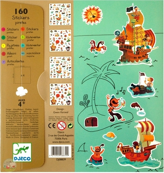 Djeco Pirati Cartella 160 Adesivi