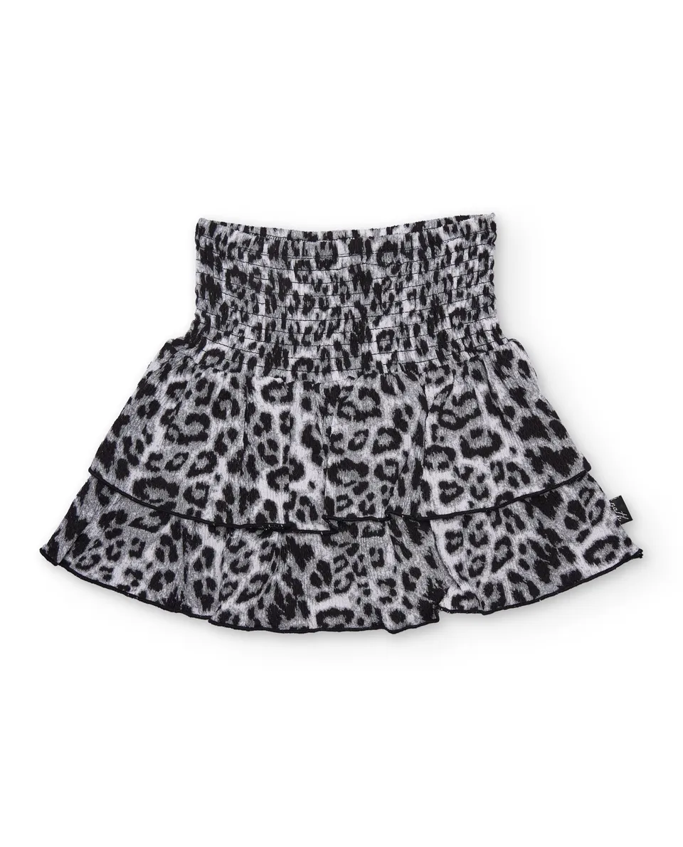 Tuc tuc gonna animalier nera vita arricciata bambina