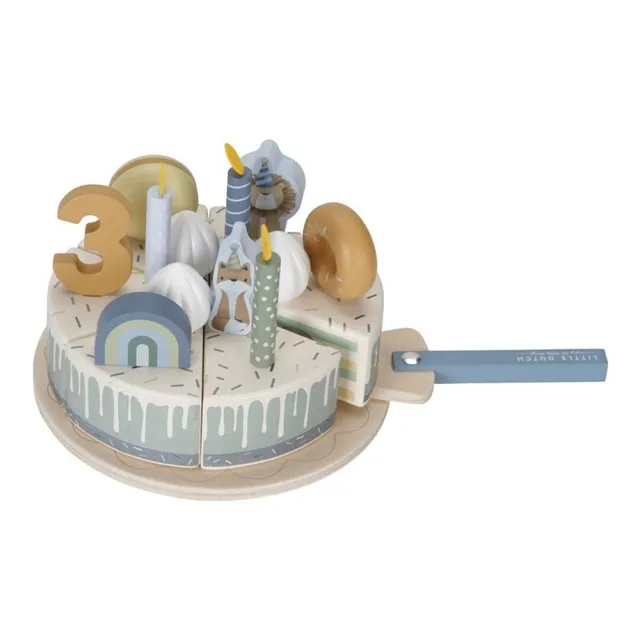 Little Dutch Torta Compleanno Gioco Legno Blu 26 Pezzi