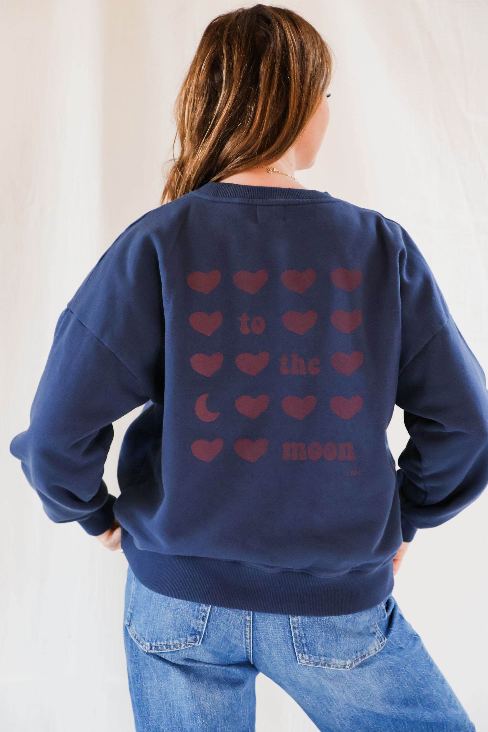 Ella and Rapha To The Moon Hearts felpa donna blu cuori
