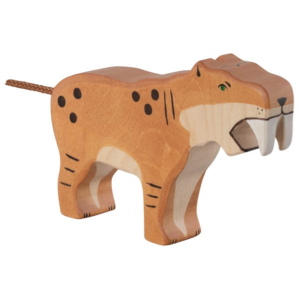 Holztiger Tigre denti a sciabola figura legno dipinta