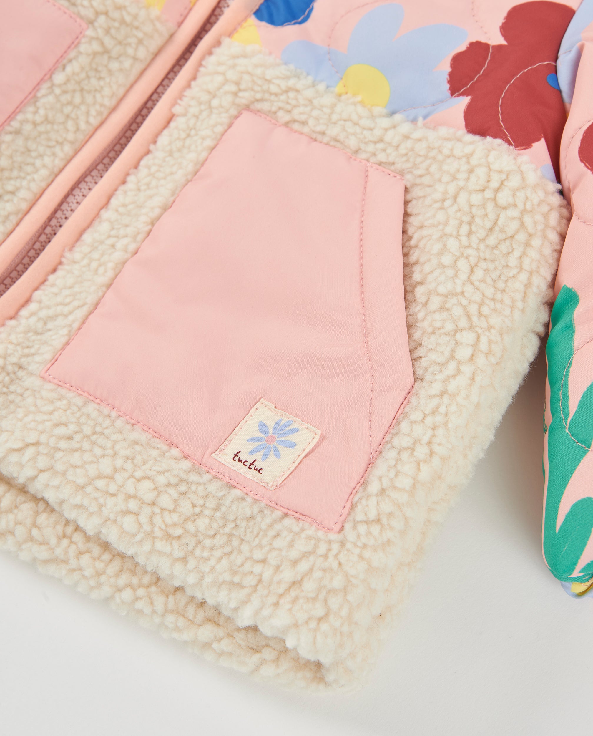 Tuc Tuc piumino bambina rosa chiaro fiori cappuccio