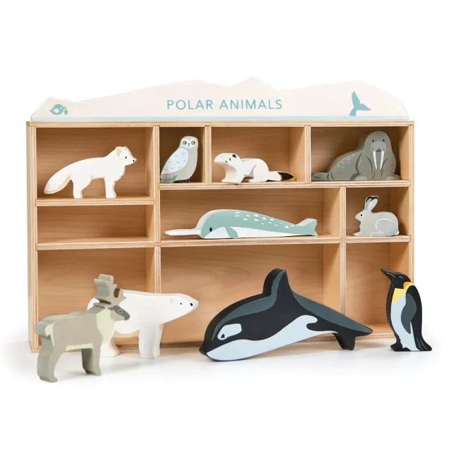 Tender Leaf set 10 animali polo legno con teca