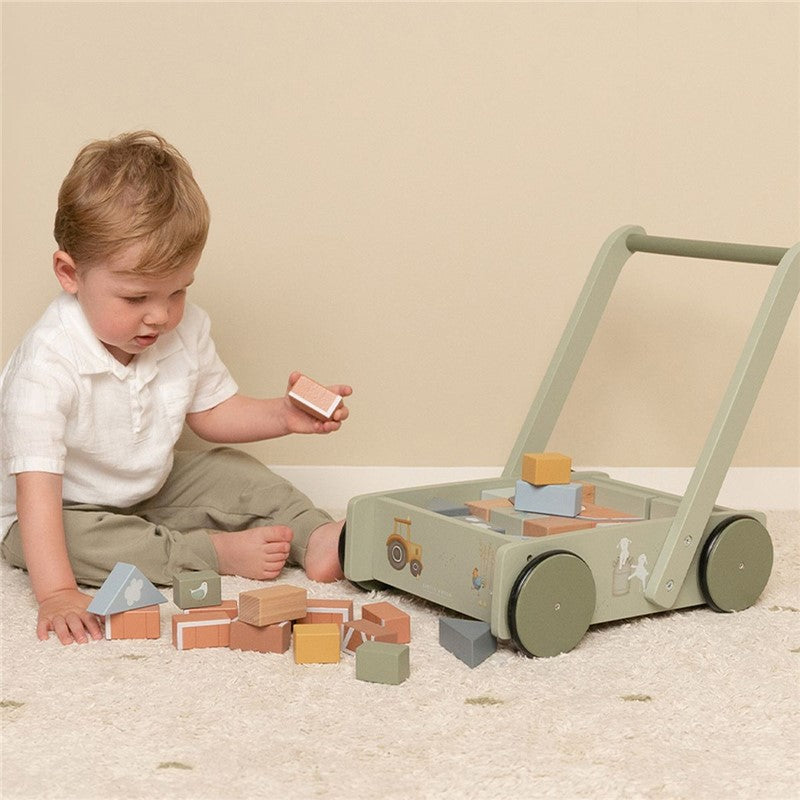 Little Dutch Little Farm carrello legno con blocchi