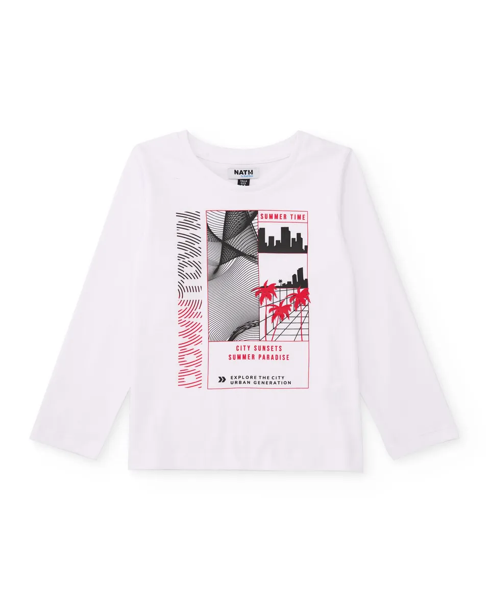 Tuc Tuc t-shirt bambino bianca maniche lunghe stampa