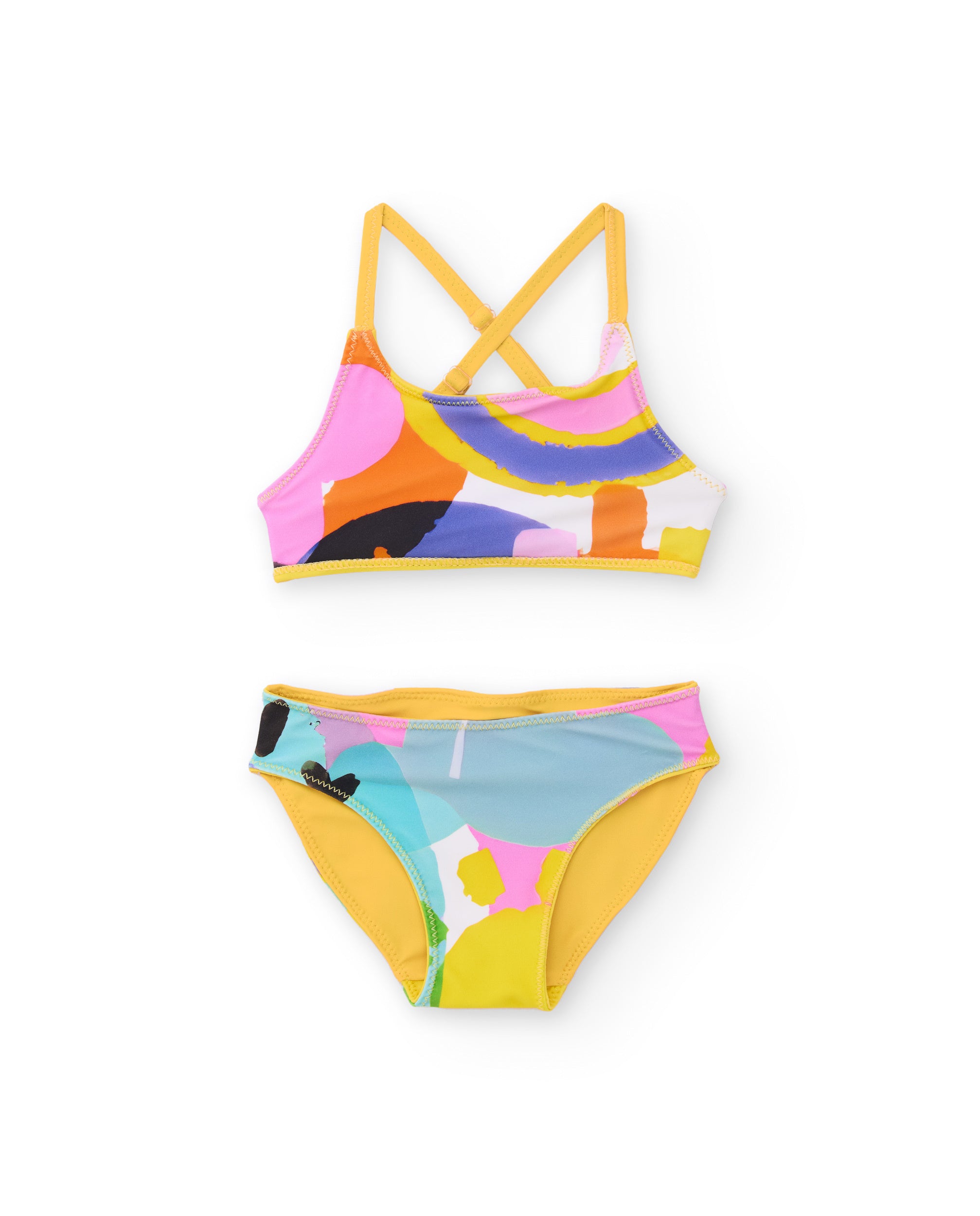Tuc Tuc bikini bambina giallo due pezzi stampa astratta