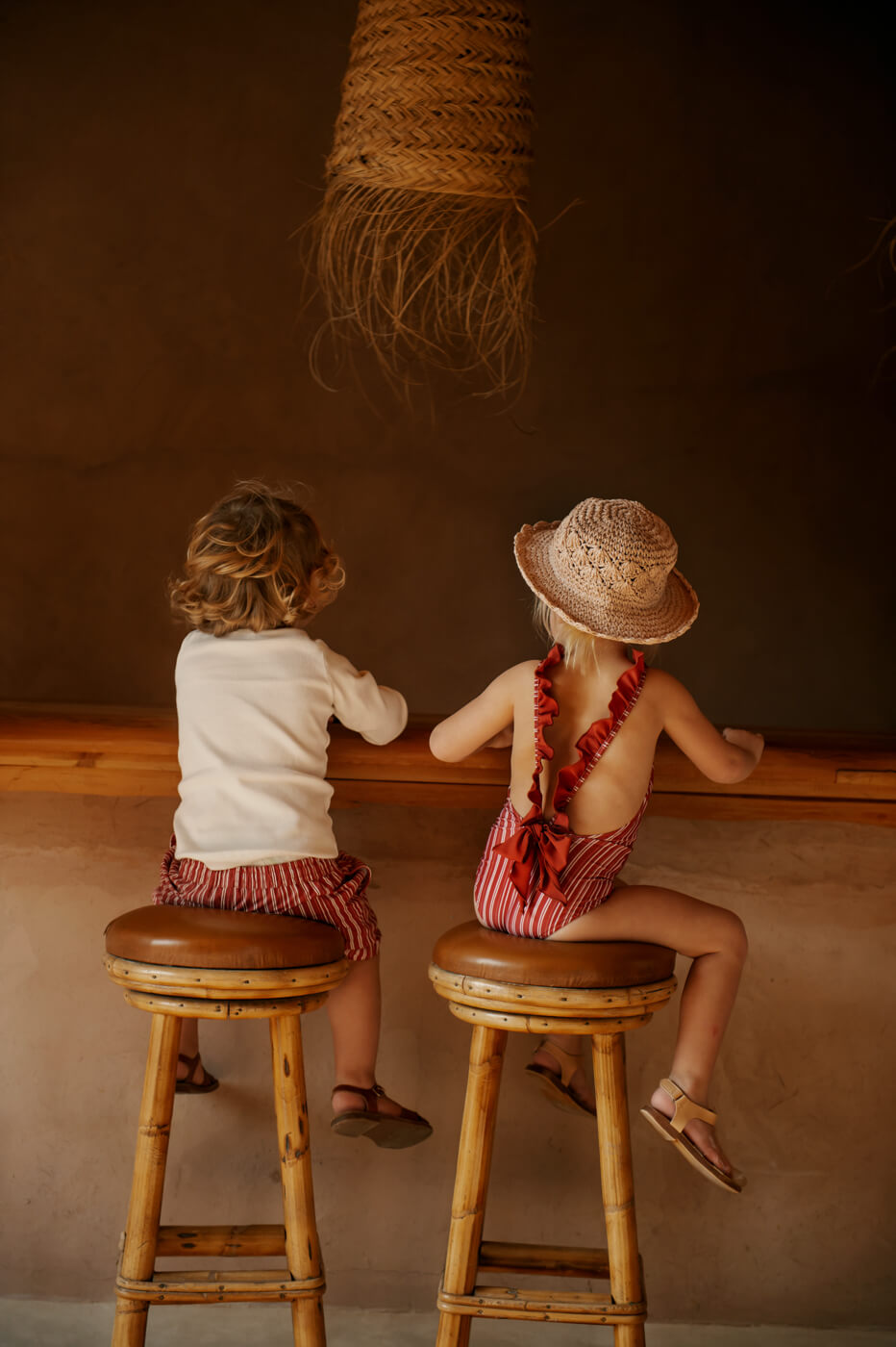 Ella and Rapha Riad Red costume intero bambina rosso UPF50