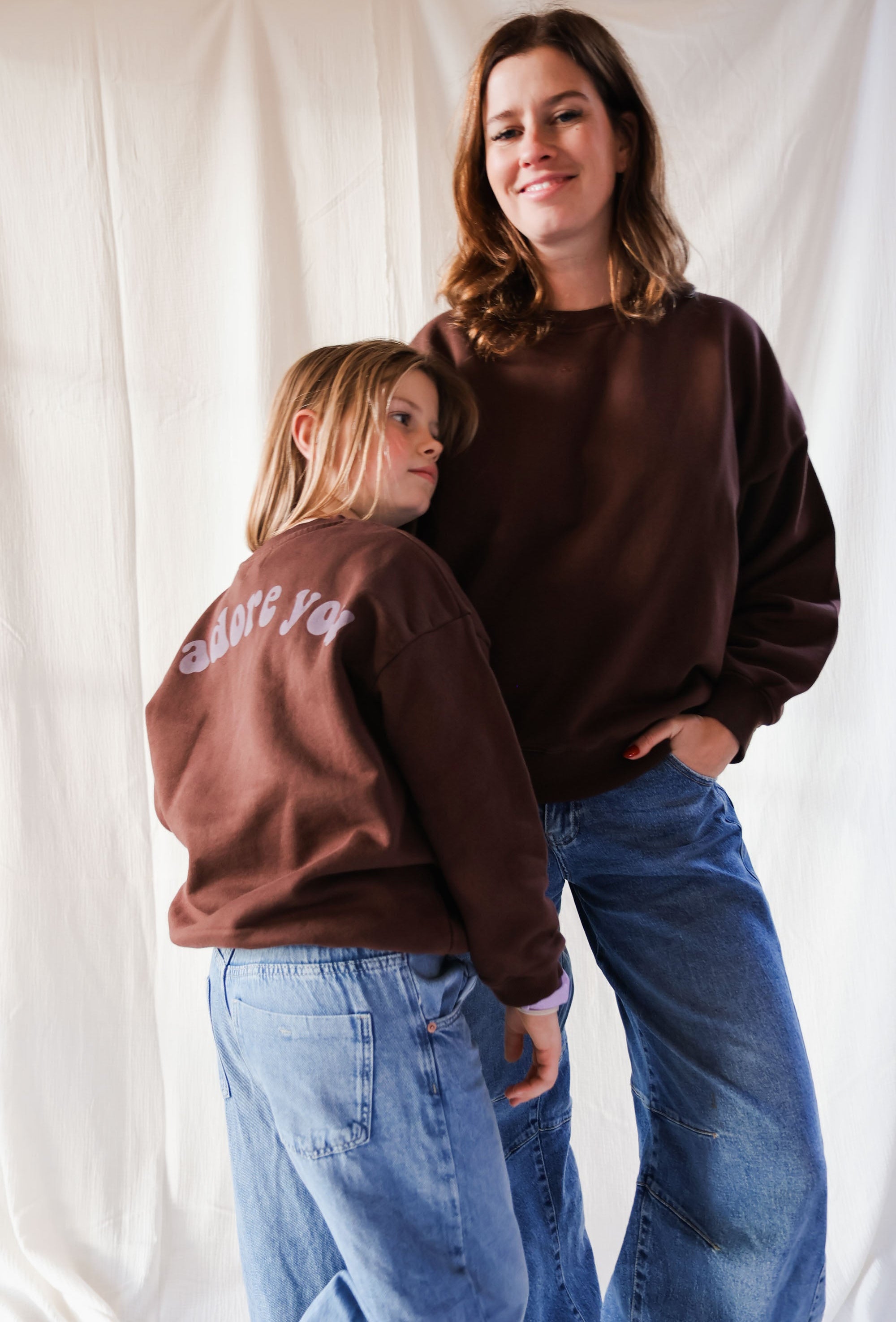 Ella and Rapha I Adore You felpa marrone loose fit bimbi