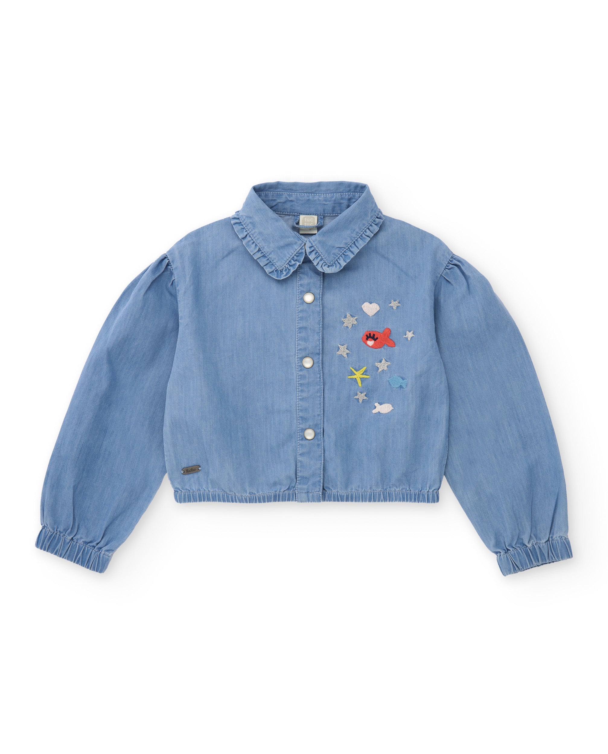 Tuc Tuc camicia bambina jeans ricamo marino