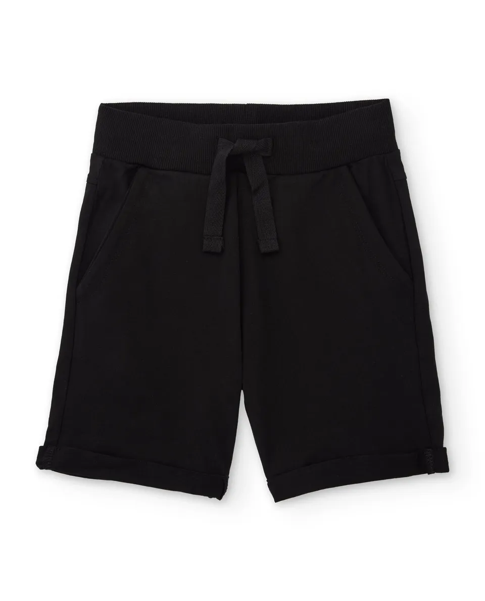 Tuc Tuc bermuda bimbo nero con risvolto tasche