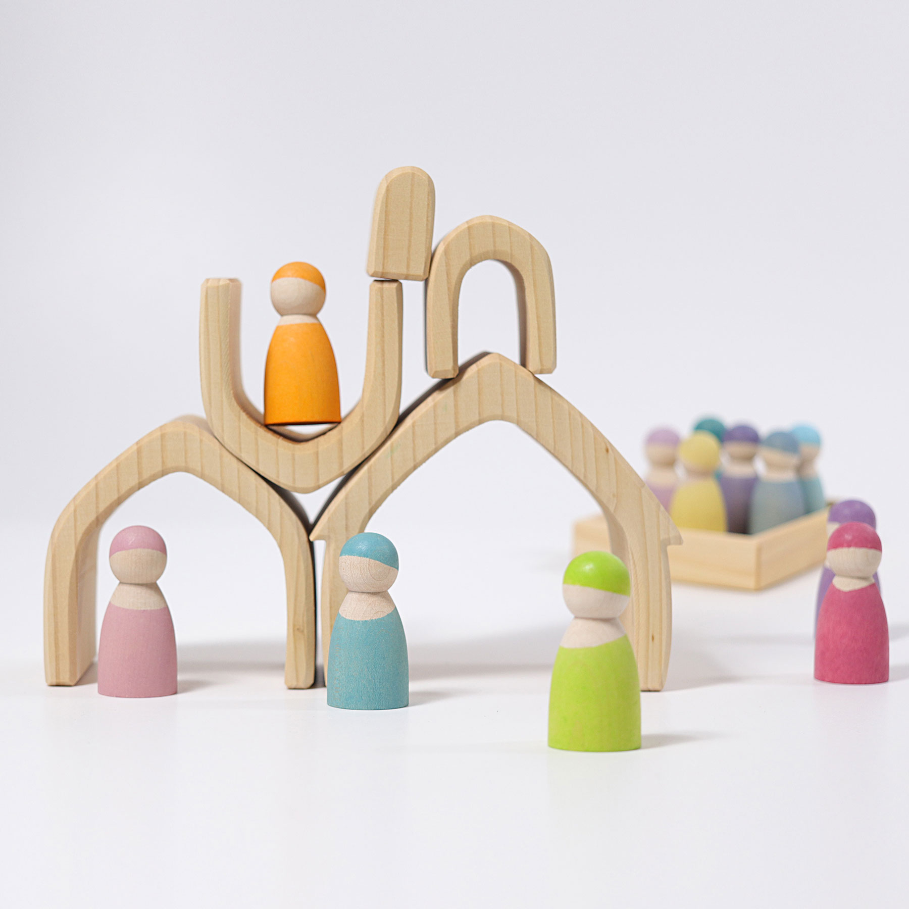 Grimm's casa impilabile legno naturale 5 pezzi 13 cm