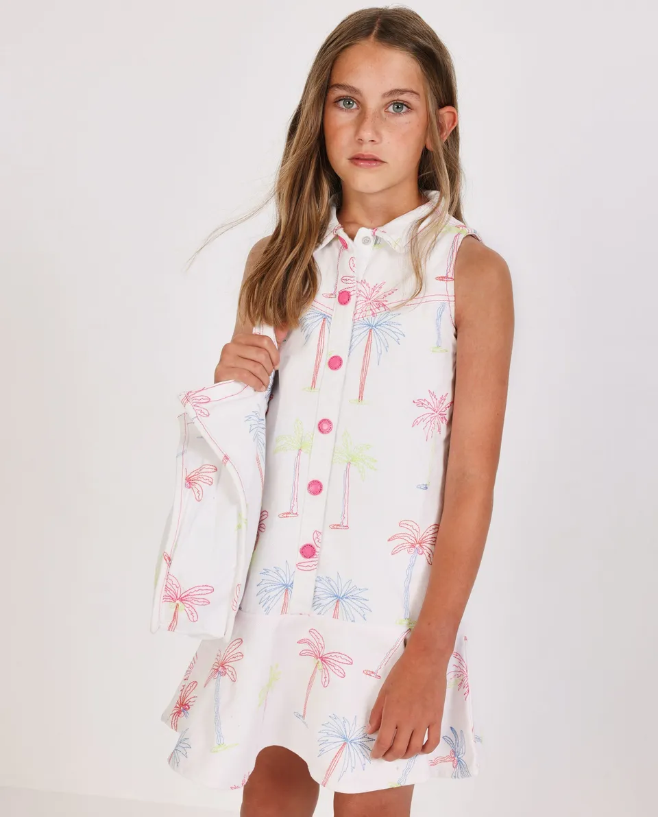 Tuc Tuc vestito palme bianco 4 anni in tessuto leggero