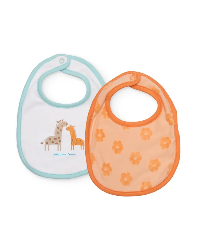 Tuc tuc bavaglini neonata arancioni 2 pezzi giraffe