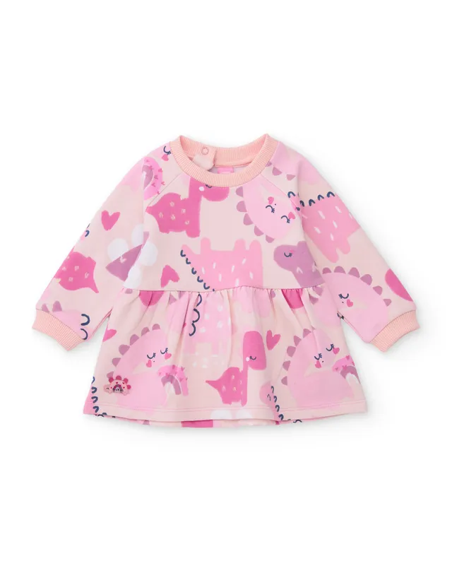 Tuc Tuc vestito neonata ciniglia dinosauro rosa