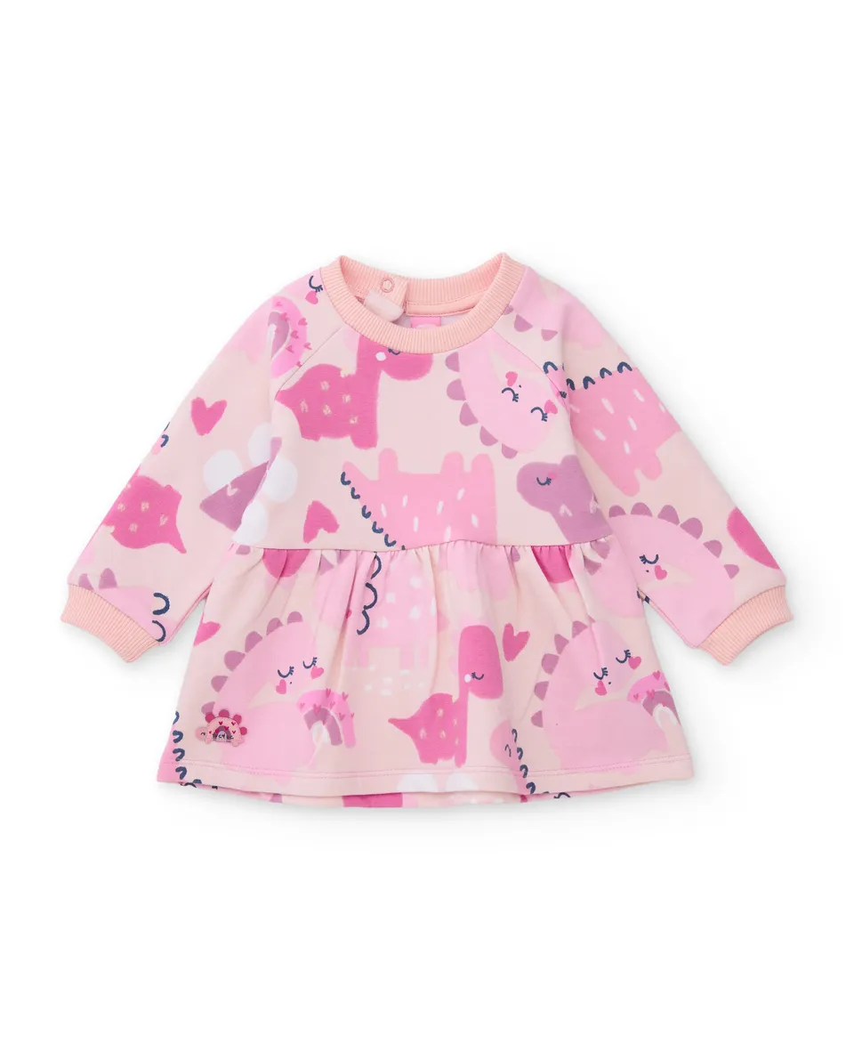 Tuc Tuc vestito neonata ciniglia dinosauro rosa