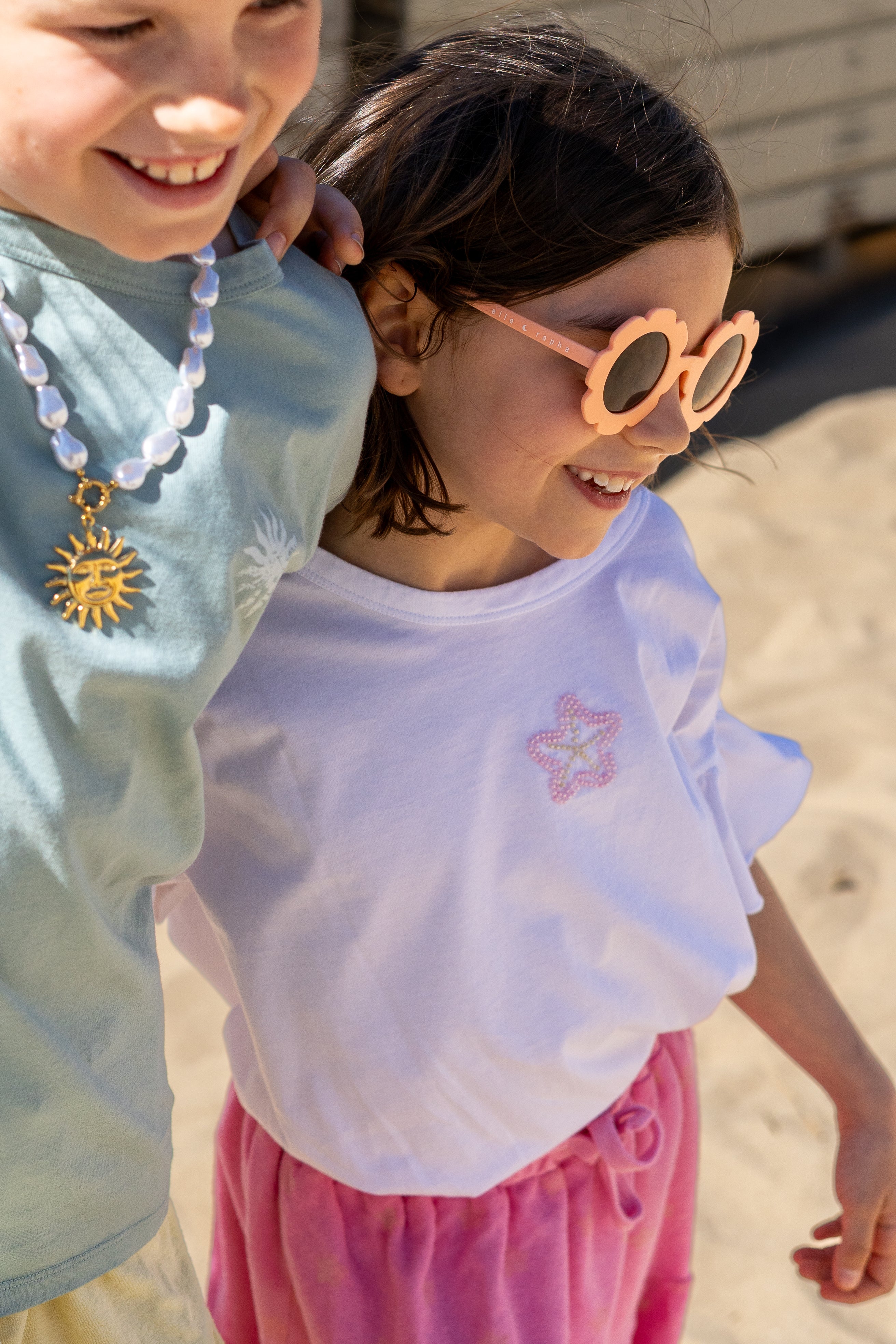 Ella and Rapha Starfish t-shirt bimba bianca loose fit