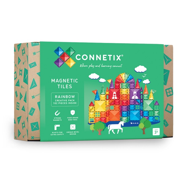 Connetix Creative Pack costruzioni magnetiche 102 pezzi arcobaleno