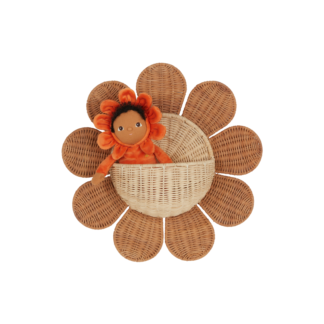 OlliElla Daisy cestino da parete in rattan 40 cm