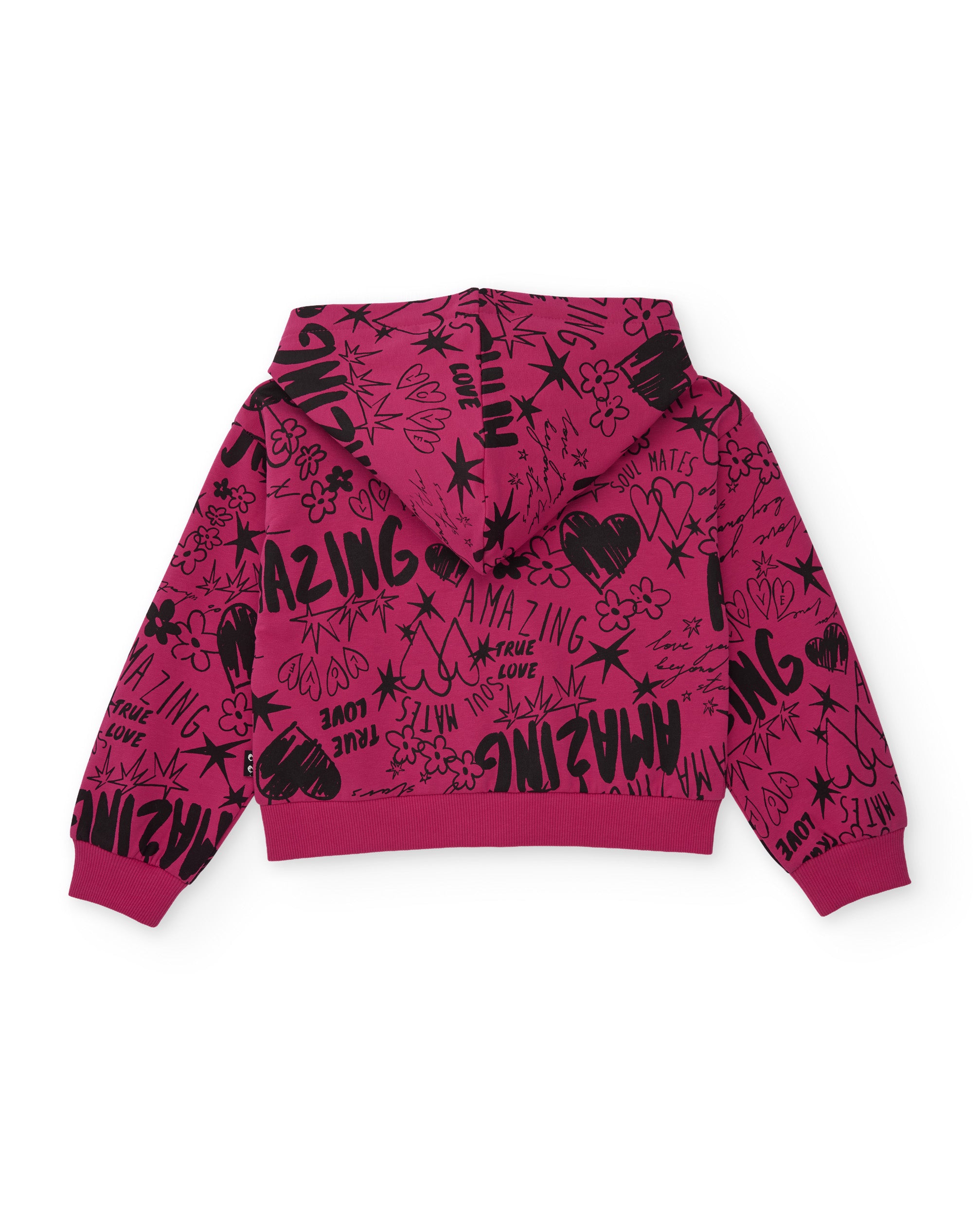 Tuc Tuc felpa bambina fucsia zip cappuccio grafica